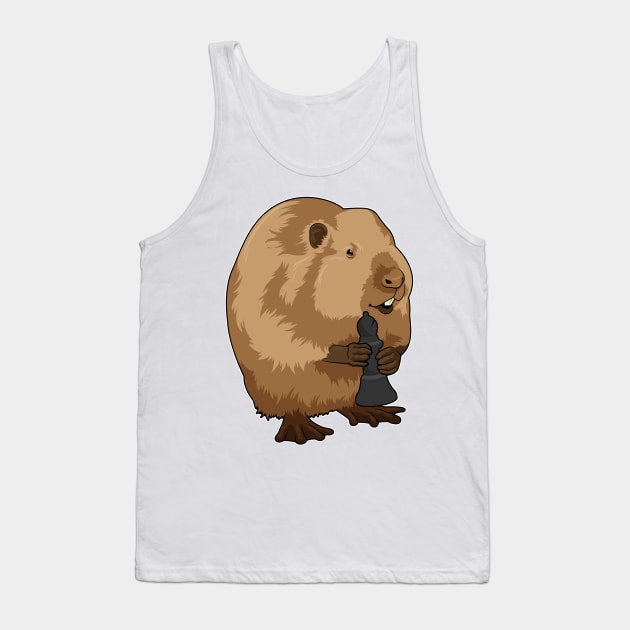 Beaver at Chess with Chess piece Bishop Tank Top by Markus Schnabel
